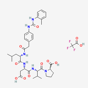 (2S)-1-[(2S)-2-[[(2S)-3-carboxy-2-[[(2S)-4-methyl-2-[[2-[4-[(2-methylphenyl)carbamoylamino]phenyl]acetyl]amino]pentanoyl]amino]propanoyl]amino]-3-methylbutanoyl]pyrrolidine-2-carboxylic acid;2,2,2-trifluoroacetic acid