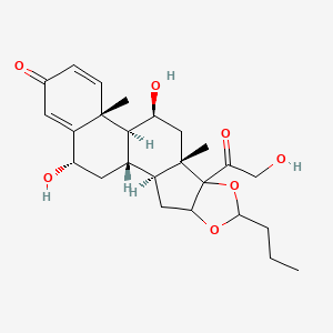 molecular formula C25H34O7 B10827410 (1S,2S,9S,11S,12S,13R,19S)-11,19-dihydroxy-8-(2-hydroxyacetyl)-9,13-dimethyl-6-propyl-5,7-dioxapentacyclo[10.8.0.02,9.04,8.013,18]icosa-14,17-dien-16-one 