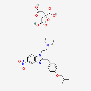 molecular formula C30H40N4O10 B10827521 N,N-diethyl-2-[2-[[4-(2-methylpropoxy)phenyl]methyl]-5-nitrobenzimidazol-1-yl]ethanamine;2-hydroxypropane-1,2,3-tricarboxylic acid 