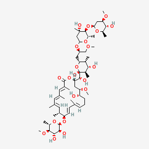 molecular formula C58H96O21 B10827656 (3E,5E,7E,9R,10R,11E,13E,17S,18S,20S)-20-[(R)-[(2R,3R,4S,5R,6R)-2,4-dihydroxy-6-[(2R)-2-[(4S,5S,6S)-4-hydroxy-5-[(2S,4R,5R,6R)-5-hydroxy-4-methoxy-6-methyloxan-2-yl]oxy-4,6-dimethyloxan-2-yl]oxy-3-methoxypropyl]-3,5-dimethyloxan-2-yl]-hydroxymethyl]-10-[(2R,3S,4S,5R,6S)-3,4-dihydroxy-5-methoxy-6-methyloxan-2-yl]oxy-17-hydroxy-18-methoxy-3,5,7,9,13-pentamethyl-1-oxacycloicosa-3,5,7,11,13-pentaen-2-one 