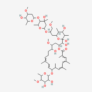 molecular formula C58H96O21 B10827721 20-[[2,4-Dihydroxy-6-[2-[4-hydroxy-5-(5-hydroxy-4-methoxy-6-methyloxan-2-yl)oxy-4,6-dimethyloxan-2-yl]oxy-3-methoxypropyl]-3,5-dimethyloxan-2-yl]-hydroxymethyl]-10-(3,4-dihydroxy-5-methoxy-6-methyloxan-2-yl)oxy-17-hydroxy-18-methoxy-3,5,7,9,13-pentamethyl-1-oxacycloicosa-3,5,7,11,13-pentaen-2-one 