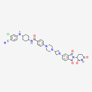 molecular formula C41H43ClN8O5 B10827730 N-[4-(3-chloro-4-cyano-N-methylanilino)cyclohexyl]-4-[4-[1-[2-(2,6-dioxopiperidin-3-yl)-1,3-dioxoisoindol-5-yl]azetidin-3-yl]piperazin-1-yl]benzamide 