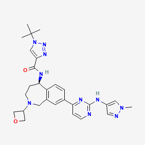 molecular formula C28H34N10O2 B10827741 1-~{tert}-butyl-~{N}-[(5~{R})-8-[2-[(1-methylpyrazol-4-yl)amino]pyrimidin-4-yl]-2-(oxetan-3-yl)-1,3,4,5-tetrahydro-2-benzazepin-5-yl]-1,2,3-triazole-4-carboxamide 