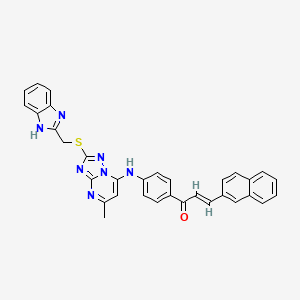 (E)-1-[4-[[2-(1H-benzimidazol-2-ylmethylsulfanyl)-5-methyl-[1,2,4]triazolo[1,5-a]pyrimidin-7-yl]amino]phenyl]-3-naphthalen-2-ylprop-2-en-1-one