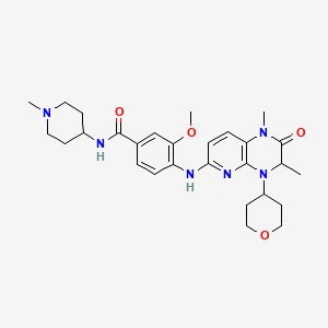 4-[[1,3-dimethyl-4-(oxan-4-yl)-2-oxo-3H-pyrido[2,3-b]pyrazin-6-yl]amino]-3-methoxy-N-(1-methylpiperidin-4-yl)benzamide