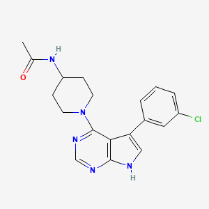 molecular formula C19H20ClN5O B10827795 N-[1-[5-(3-chlorophenyl)-7H-pyrrolo[2,3-d]pyrimidin-4-yl]piperidin-4-yl]acetamide 