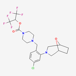 molecular formula C21H24ClF6N3O3 B10827806 1,1,1,3,3,3-Hexafluoropropan-2-yl 4-(2-(8-oxa-3-azabicyclo[3.2.1]octan-3-yl)-4-chlorobenzyl)piperazine-1-carboxylate 