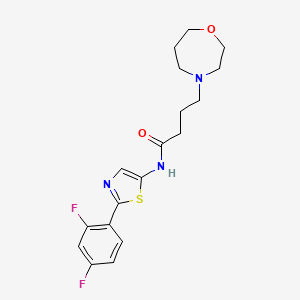 molecular formula C18H21F2N3O2S B10827810 N-(2-(2,4-Difluorophenyl)thiazol-5-yl)-4-(1,4-oxazepan-4-yl)butanamide 