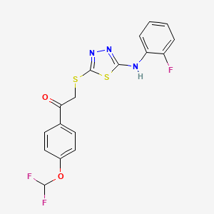 1-[4-(Difluoromethoxy)phenyl]-2-[[5-(2-fluoroanilino)-1,3,4-thiadiazol-2-yl]sulfanyl]ethanone