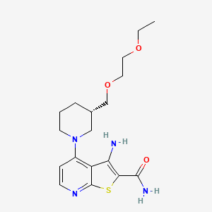 molecular formula C18H26N4O3S B10827815 3-amino-4-[(3S)-3-(2-ethoxyethoxymethyl)piperidin-1-yl]thieno[2,3-b]pyridine-2-carboxamide 