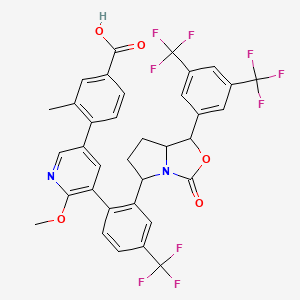 4-[5-[2-[1-[3,5-bis(trifluoromethyl)phenyl]-3-oxo-5,6,7,7a-tetrahydro-1H-pyrrolo[1,2-c][1,3]oxazol-5-yl]-4-(trifluoromethyl)phenyl]-6-methoxypyridin-3-yl]-3-methylbenzoic acid