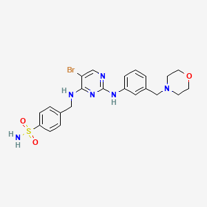 molecular formula C22H25BrN6O3S B10827870 4-[[[5-bromo-2-[3-(morpholin-4-ylmethyl)anilino]pyrimidin-4-yl]amino]methyl]benzenesulfonamide 