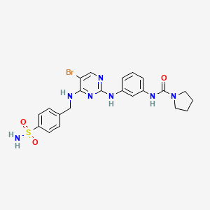 molecular formula C22H24BrN7O3S B10827872 N-[3-[[5-bromo-4-[(4-sulfamoylphenyl)methylamino]pyrimidin-2-yl]amino]phenyl]pyrrolidine-1-carboxamide 