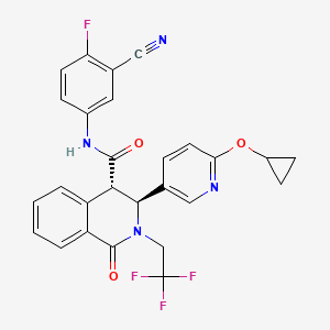 molecular formula C27H20F4N4O3 B10827874 (3S,4S)-N-(3-cyano-4-fluorophenyl)-3-(6-cyclopropyloxypyridin-3-yl)-1-oxo-2-(2,2,2-trifluoroethyl)-3,4-dihydroisoquinoline-4-carboxamide 