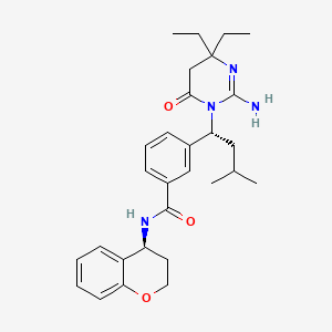 3-[(1R)-1-(2-amino-4,4-diethyl-6-oxo-5H-pyrimidin-1-yl)-3-methylbutyl]-N-[(4S)-3,4-dihydro-2H-chromen-4-yl]benzamide