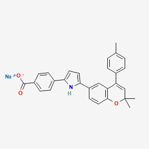 molecular formula C29H24NNaO3 B10827959 sodium;4-[5-[2,2-dimethyl-4-(4-methylphenyl)chromen-6-yl]-1H-pyrrol-2-yl]benzoate 