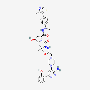 molecular formula C39H49N9O5S B10827961 (2S,4S)-1-[(2S)-2-[[2-[4-[3-amino-6-(2-hydroxyphenyl)pyridazin-4-yl]piperazin-1-yl]acetyl]amino]-3,3-dimethylbutanoyl]-4-hydroxy-N-[(1S)-1-[4-(4-methyl-1,3-thiazol-5-yl)phenyl]ethyl]pyrrolidine-2-carboxamide 