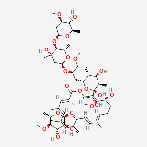 (3E,5E,7Z,9R,10R,11E,13E,17S,18S,20S)-20-[(R)-[(2R,3R,4S,5R,6R)-2,4-dihydroxy-6-[(2R)-2-[(2R,4S,5S,6S)-4-hydroxy-5-[(2S,4R,5R,6R)-5-hydroxy-4-methoxy-6-methyloxan-2-yl]oxy-4,6-dimethyloxan-2-yl]oxy-3-methoxypropyl]-3,5-dimethyloxan-2-yl]-hydroxymethyl]-10-[(2R,3S,4S,5R,6S)-3,4-dihydroxy-5-methoxy-6-methyloxan-2-yl]oxy-17-hydroxy-18-methoxy-3,5,7,9,13-pentamethyl-1-oxacycloicosa-3,5,7,11,13-pentaen-2-one