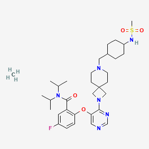 molecular formula C33H51FN6O4S B10828009 5-fluoro-2-[4-[7-[[4-(methanesulfonamido)cyclohexyl]methyl]-2,7-diazaspiro[3.5]nonan-2-yl]pyrimidin-5-yl]oxy-N,N-di(propan-2-yl)benzamide;methane 