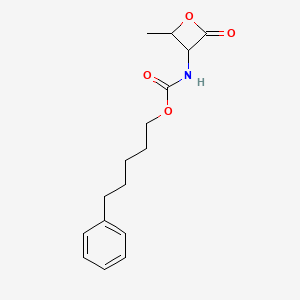 molecular formula C16H21NO4 B10828080 5-phenylpentyl N-(2-methyl-4-oxooxetan-3-yl)carbamate 