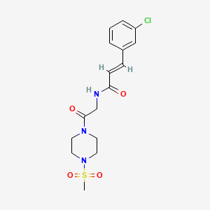 molecular formula C16H20ClN3O4S B10828142 (E)-3-(3-chlorophenyl)-N-[2-(4-methylsulfonylpiperazin-1-yl)-2-oxoethyl]prop-2-enamide 