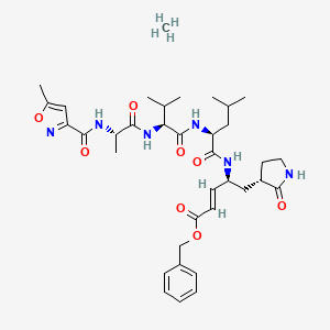 molecular formula C36H52N6O8 B10828150 benzyl (E,4S)-4-[[(2S)-4-methyl-2-[[(2S)-3-methyl-2-[[(2S)-2-[(5-methyl-1,2-oxazole-3-carbonyl)amino]propanoyl]amino]butanoyl]amino]pentanoyl]amino]-5-[(3S)-2-oxopyrrolidin-3-yl]pent-2-enoate;methane 