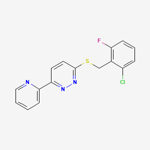 molecular formula C16H11ClFN3S B10828155 3-((2-Chloro-6-fluorobenzyl)thio)-6-(pyridin-2-yl)pyridazine 