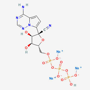 molecular formula C12H13N5Na3O13P3 B10828260 trisodium;[[[(2R,3S,4R,5R)-5-(4-aminopyrrolo[2,1-f][1,2,4]triazin-7-yl)-5-cyano-3,4-dihydroxyoxolan-2-yl]methoxy-oxidophosphoryl]oxy-oxidophosphoryl] hydrogen phosphate 