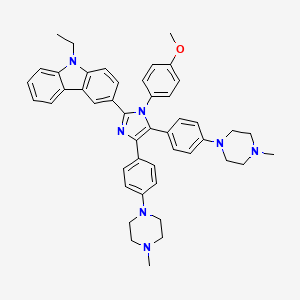 molecular formula C46H49N7O B10828285 9-ethyl-3-[1-(4-methoxyphenyl)-4,5-bis[4-(4-methylpiperazin-1-yl)phenyl]imidazol-2-yl]carbazole 