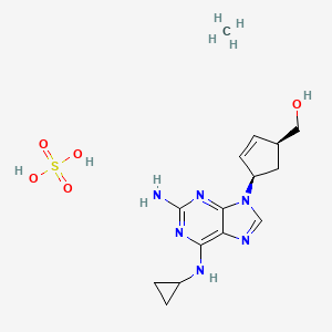 molecular formula C15H24N6O5S B10828291 [(1S,4R)-4-[2-amino-6-(cyclopropylamino)purin-9-yl]cyclopent-2-en-1-yl]methanol;methane;sulfuric acid 