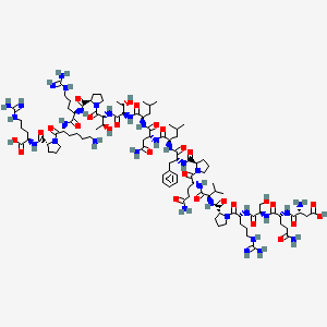 molecular formula C99H164N32O28 B10828357 (2R)-2-[[(2R)-1-[(2R)-6-amino-2-[[(2R)-2-[[(2R)-1-[(2R,3S)-2-[[(2R,3S)-2-[[(2R)-2-[[(2R)-4-amino-2-[[(2R)-2-[[(2R)-2-[[(2R)-1-[(2R)-5-amino-2-[[(2R)-2-[[(2R)-1-[(2R)-2-[[(2R)-2-[[(2R)-5-amino-2-[[(2R)-2-amino-3-carboxypropanoyl]amino]-5-oxopentanoyl]amino]-3-hydroxypropanoyl]amino]-5-carbamimidamidopentanoyl]pyrrolidine-2-carbonyl]amino]-3-methylbutanoyl]amino]-5-oxopentanoyl]pyrrolidine-2-carbonyl]amino]-3-phenylpropanoyl]amino]-4-methylpentanoyl]amino]-4-oxobutanoyl]amino]-4-methylpentanoyl]amino]-3-hydroxybutanoyl]amino]-3-hydroxybutanoyl]pyrrolidine-2-carbonyl]amino]-5-carbamimidamidopentanoyl]amino]hexanoyl]pyrrolidine-2-carbonyl]amino]-5-carbamimidamidopentanoic acid 