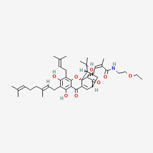 (Z)-4-[(1S,2S,13S,15R)-7-[(2E)-3,7-dimethylocta-2,6-dienyl]-6,8-dihydroxy-17,17-dimethyl-5-(3-methylbut-2-enyl)-10,14-dioxo-3,16-dioxapentacyclo[11.4.1.02,11.02,15.04,9]octadeca-4,6,8,11-tetraen-15-yl]-N-(2-ethoxyethyl)-2-methylbut-2-enamide