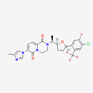 2-[(1S)-1-[(2S,5R)-5-[4-chloro-5-fluoro-2-(trifluoromethyl)phenyl]oxolan-2-yl]ethyl]-7-(4-methylimidazol-1-yl)-3,4-dihydropyrido[1,2-a]pyrazine-1,6-dione