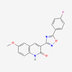 molecular formula C18H12FN3O3 B10828416 3-(5-(4-Fluorophenyl)-1,2,4-oxadiazol-3-yl)-6-methoxyquinolin-2-ol 