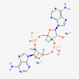 molecular formula C20H22N10Na2O10P2S2 B10828430 disodium;(1R,6R,8R,9R,10S,15R,17R)-8,17-bis(6-aminopurin-9-yl)-12-hydroxy-3-oxo-3-sulfanyl-12-sulfanylidene-2,4,7,11,13,16-hexaoxa-3λ5,12λ5-diphosphatricyclo[13.2.1.06,10]octadecane-9,18-diolate 