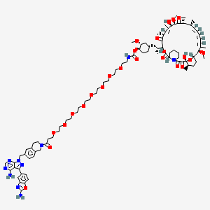 molecular formula C93H134N10O24 B10828455 [(1R,2R,4S)-4-[(2R)-2-[(1R,9S,12S,15R,16Z,18R,19R,21R,23S,24Z,26Z,28Z,30S,32S,35R)-1,18-dihydroxy-19,30-dimethoxy-15,17,21,23,29,35-hexamethyl-2,3,10,14,20-pentaoxo-11,36-dioxa-4-azatricyclo[30.3.1.04,9]hexatriaconta-16,24,26,28-tetraen-12-yl]propyl]-2-methoxycyclohexyl] N-[2-[2-[2-[2-[2-[2-[2-[2-[3-[6-[[4-amino-3-(2-amino-1,3-benzoxazol-5-yl)pyrazolo[3,4-d]pyrimidin-1-yl]methyl]-3,4-dihydro-1H-isoquinolin-2-yl]-3-oxopropoxy]ethoxy]ethoxy]ethoxy]ethoxy]ethoxy]ethoxy]ethoxy]ethyl]carbamate 