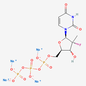 molecular formula C10H12FN2Na4O14P3 B10828463 tetrasodium;[[[(2R,3R,4R,5R)-5-(2,4-dioxopyrimidin-1-yl)-4-fluoro-3-hydroxy-4-methyloxolan-2-yl]methoxy-oxidophosphoryl]oxy-oxidophosphoryl] phosphate 