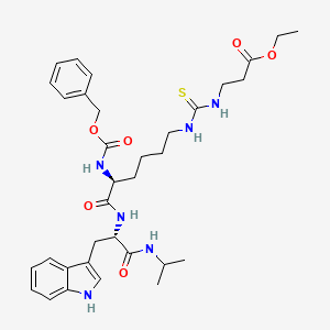 molecular formula C34H46N6O6S B10828514 ethyl 3-[[(5S)-6-[[(2S)-3-(1H-indol-3-yl)-1-oxo-1-(propan-2-ylamino)propan-2-yl]amino]-6-oxo-5-(phenylmethoxycarbonylamino)hexyl]carbamothioylamino]propanoate 