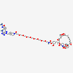 molecular formula C93H134N10O24 B10828546 [4-[2-(1,18-dihydroxy-19,30-dimethoxy-15,17,21,23,29,35-hexamethyl-2,3,10,14,20-pentaoxo-11,36-dioxa-4-azatricyclo[30.3.1.04,9]hexatriaconta-16,24,26,28-tetraen-12-yl)propyl]-2-methoxycyclohexyl] N-[2-[2-[2-[2-[2-[2-[2-[2-[3-[6-[[4-amino-3-(2-amino-1,3-benzoxazol-5-yl)pyrazolo[3,4-d]pyrimidin-1-yl]methyl]-3,4-dihydro-1H-isoquinolin-2-yl]-3-oxopropoxy]ethoxy]ethoxy]ethoxy]ethoxy]ethoxy]ethoxy]ethoxy]ethyl]carbamate 