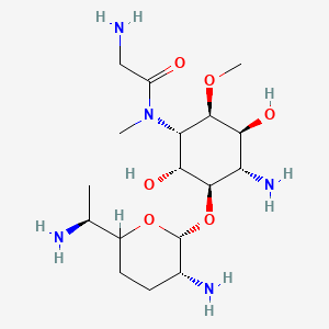 2-amino-N-[(1S,2R,3R,4S,5S,6R)-4-amino-3-[(2R,3R)-3-amino-6-[(1S)-1-aminoethyl]oxan-2-yl]oxy-2,5-dihydroxy-6-methoxycyclohexyl]-N-methylacetamide