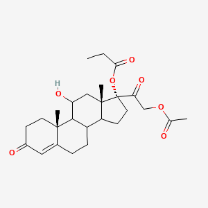 molecular formula C26H36O7 B10828621 [(10R,11S,13S,17R)-17-(2-acetyloxyacetyl)-11-hydroxy-10,13-dimethyl-3-oxo-2,6,7,8,9,11,12,14,15,16-decahydro-1H-cyclopenta[a]phenanthren-17-yl] propanoate 