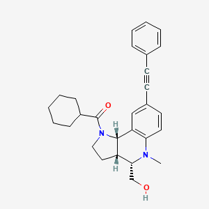 molecular formula C28H32N2O2 B10828723 [(3aR,4S,9bS)-4-(hydroxymethyl)-5-methyl-8-(2-phenylethynyl)-3,3a,4,9b-tetrahydro-2H-pyrrolo[3,2-c]quinolin-1-yl]-cyclohexylmethanone 