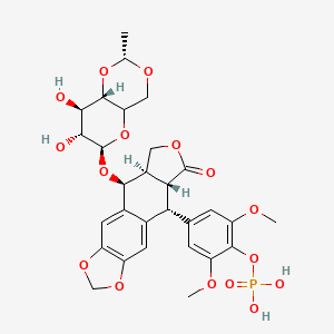 [4-[(5S,5aR,8aR,9R)-5-[[(2R,6R,7R,8R,8aS)-7,8-dihydroxy-2-methyl-4,4a,6,7,8,8a-hexahydropyrano[3,2-d][1,3]dioxin-6-yl]oxy]-8-oxo-5a,6,8a,9-tetrahydro-5H-[2]benzofuro[5,6-f][1,3]benzodioxol-9-yl]-2,6-dimethoxyphenyl] dihydrogen phosphate