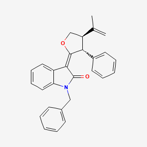 (3E)-1-benzyl-3-[(3R,4R)-3-phenyl-4-prop-1-en-2-yloxolan-2-ylidene]indol-2-one