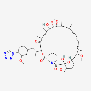 molecular formula C52H79N5O12 B10828784 1,18-Dihydroxy-19,30-dimethoxy-12-[1-[3-methoxy-4-(tetrazol-1-yl)cyclohexyl]propan-2-yl]-15,17,21,23,29,35-hexamethyl-11,36-dioxa-4-azatricyclo[30.3.1.04,9]hexatriaconta-16,24,26,28-tetraene-2,3,10,14,20-pentone 