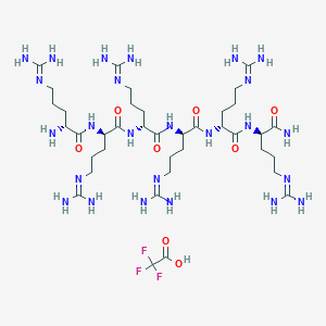 (R)-2-amino-5-((diaminomethylene)amino)-N-((6R,9R,12R,15R,18R)-1,1,23,23-tetraamino-6-carbamoyl-9,12,15-tris(3-((diaminomethylene)amino)propyl)-8,11,14,17-tetraoxo-2,7,10,13,16,22-hexaazatricosa-1,22-dien-18-yl)pentanamide 2,2,2-trifluoroacetate