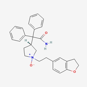 molecular formula C28H30N2O3 B10828898 2-[(3R)-1-[2-(2,3-dihydro-1-benzofuran-5-yl)ethyl]-1-oxidopyrrolidin-1-ium-3-yl]-2,2-diphenylacetamide 