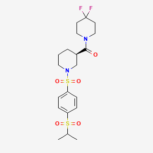 molecular formula C20H28F2N2O5S2 B10828959 (4,4-difluoropiperidin-1-yl)-[(3R)-1-(4-propan-2-ylsulfonylphenyl)sulfonylpiperidin-3-yl]methanone 