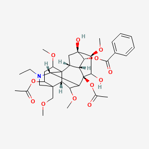 molecular formula C36H49NO12 B10829006 [(2R,3R,4R,5R,6S,8R,10S,17S,18R)-8,14-diacetyloxy-11-ethyl-5,7-dihydroxy-6,16,18-trimethoxy-13-(methoxymethyl)-11-azahexacyclo[7.7.2.12,5.01,10.03,8.013,17]nonadecan-4-yl] benzoate 