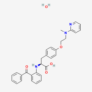 (2S)-2-(2-benzoylanilino)-3-[4-[2-[methyl(pyridin-2-yl)amino]ethoxy]phenyl]propanoic acid;hydrate